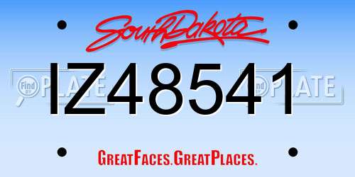 IZ48541 South Dakota License Plate