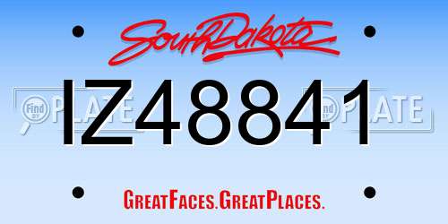 IZ48841 South Dakota License Plate
