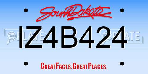 IZ4B424 South Dakota License Plate