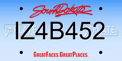 IZ4B452 South Dakota License Plate
