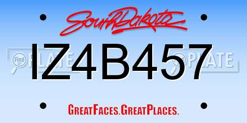 IZ4B457 South Dakota License Plate