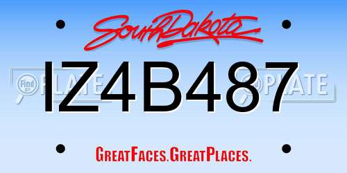 IZ4B487 South Dakota License Plate