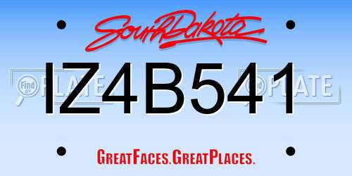 IZ4B541 South Dakota License Plate