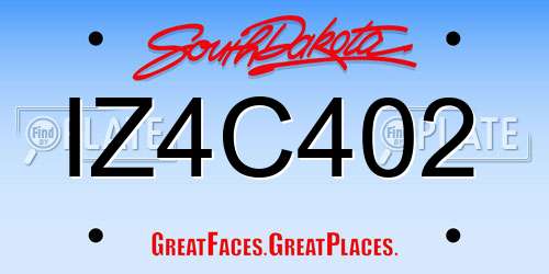 IZ4C402 South Dakota License Plate