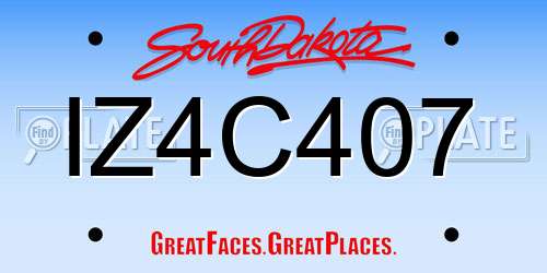 IZ4C407 South Dakota License Plate