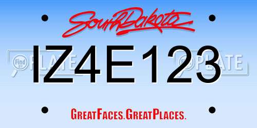 IZ4E123 South Dakota License Plate