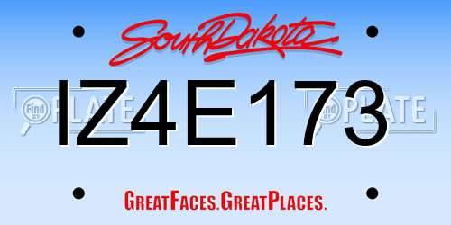 IZ4E173 South Dakota License Plate