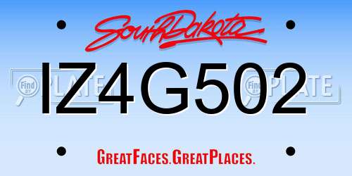 IZ4G502 South Dakota License Plate
