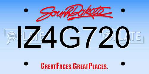 IZ4G720 South Dakota License Plate