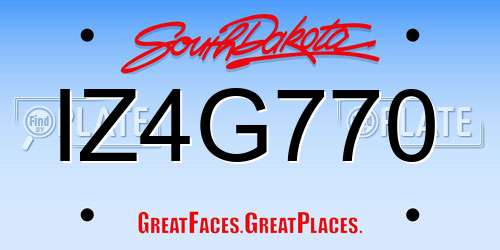 IZ4G770 South Dakota License Plate