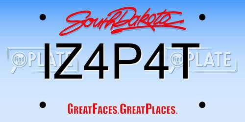 IZ4P4T South Dakota License Plate