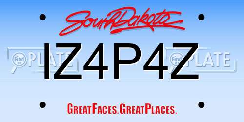 IZ4P4Z South Dakota License Plate