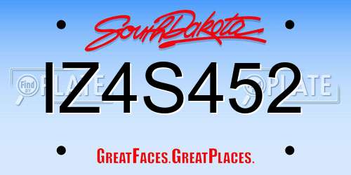 IZ4S452 South Dakota License Plate
