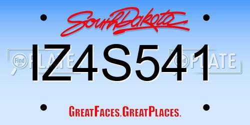 IZ4S541 South Dakota License Plate