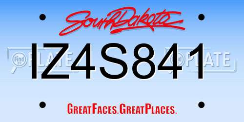 IZ4S841 South Dakota License Plate