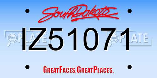 IZ51071 South Dakota License Plate