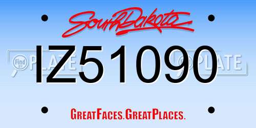 IZ51090 South Dakota License Plate