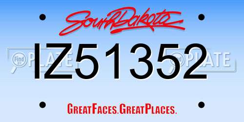 IZ51352 South Dakota License Plate