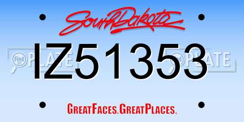 IZ51353 South Dakota License Plate