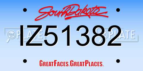 IZ51382 South Dakota License Plate