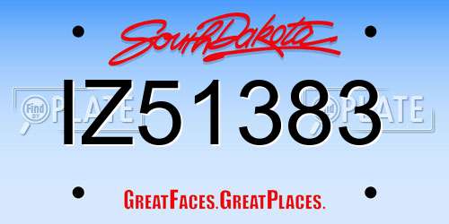 IZ51383 South Dakota License Plate