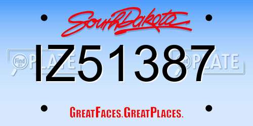 IZ51387 South Dakota License Plate