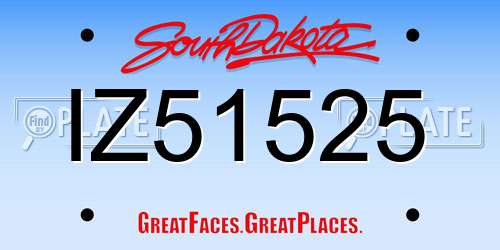 IZ51525 South Dakota License Plate