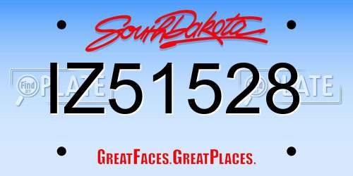 IZ51528 South Dakota License Plate