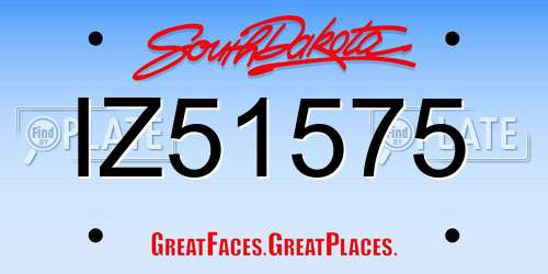 IZ51575 South Dakota License Plate