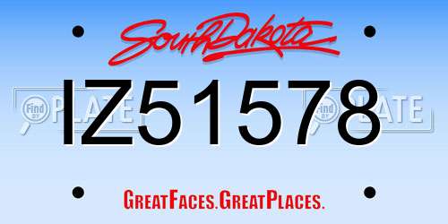 IZ51578 South Dakota License Plate