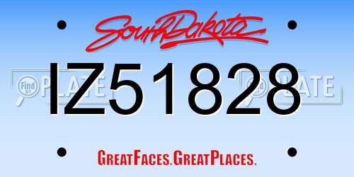 IZ51828 South Dakota License Plate