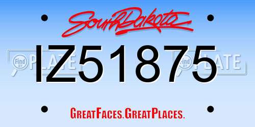 IZ51875 South Dakota License Plate