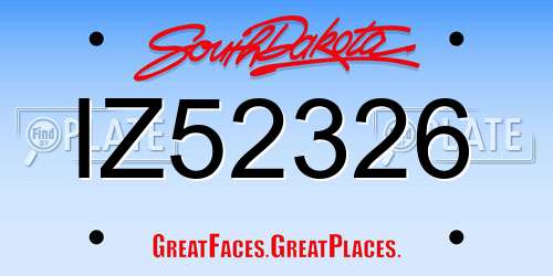IZ52326 South Dakota License Plate