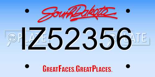 IZ52356 South Dakota License Plate