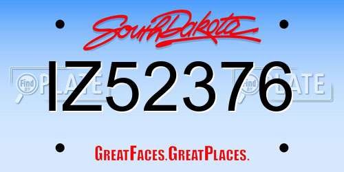 IZ52376 South Dakota License Plate