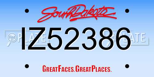 IZ52386 South Dakota License Plate