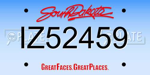 IZ52459 South Dakota License Plate