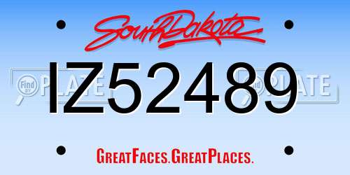 IZ52489 South Dakota License Plate