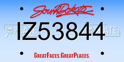 IZ53844 South Dakota License Plate