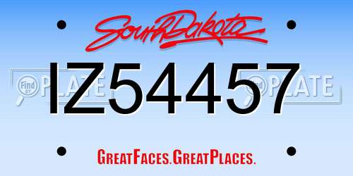 IZ54457 South Dakota License Plate