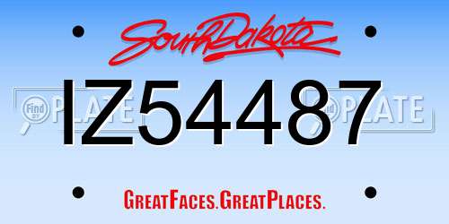 IZ54487 South Dakota License Plate