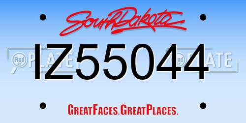 IZ55044 South Dakota License Plate