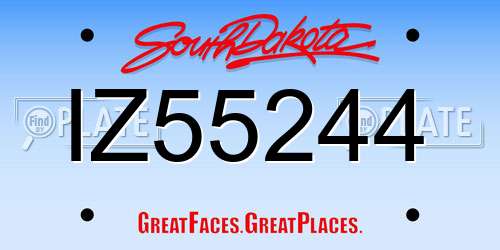 IZ55244 South Dakota License Plate