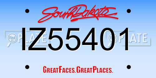 IZ55401 South Dakota License Plate