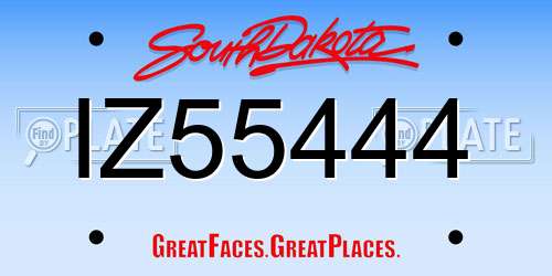 IZ55444 South Dakota License Plate