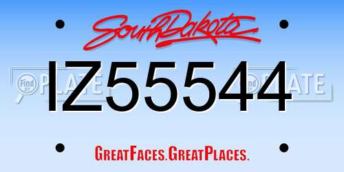 IZ55544 South Dakota License Plate