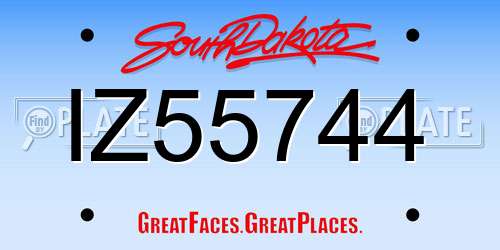 IZ55744 South Dakota License Plate