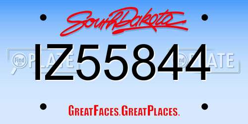 IZ55844 South Dakota License Plate