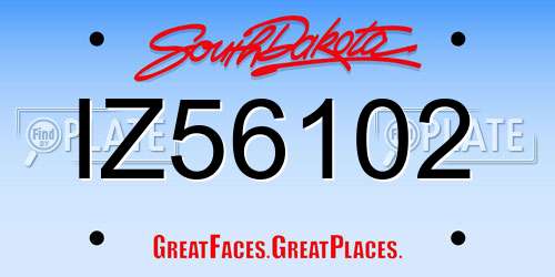 IZ56102 South Dakota License Plate