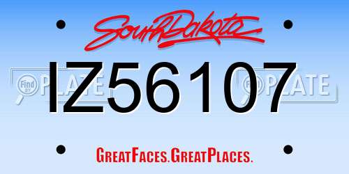 IZ56107 South Dakota License Plate